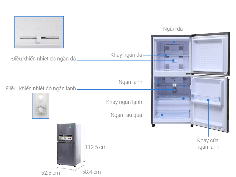 Tủ lạnh Panasonic 135 lít NR-BJ158SSV1